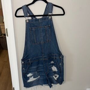 American Eagle Women’s Denim Distressed Overalls
